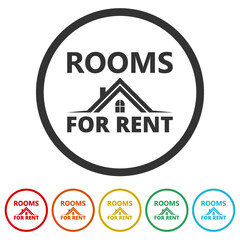 Rooms for rent ring icon color set