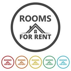 Rooms for rent ring icon color set