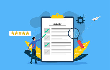 Survey vector illustration. Feedback from customers or opinion form concept. - obrazy, fototapety, plakaty