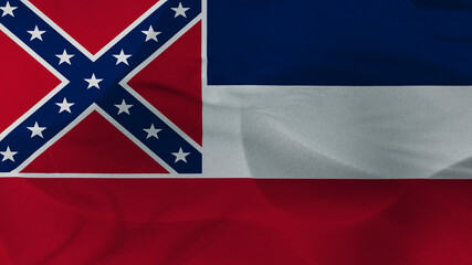 Close up 3d video 4k waving flag Mississippi
