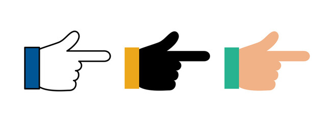 指差し　アイコン　ベクターイラストセット　手　バリエーション