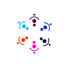 COLORFUL PEOPLE TOGETHER SIGN SYMBOL LOGO ISOLATED ON WHITE