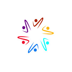 COLORFUL PEOPLE TOGETHER SIGN SYMBOL LOGO ISOLATED ON WHITE