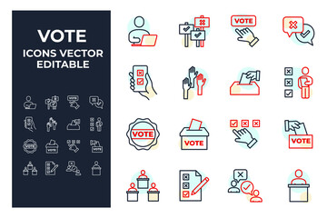 set of Voting elements symbol template for graphic and web design collection logo vector illustration