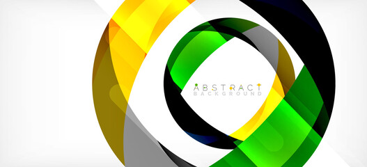 Geometric abstract background. Circle created with overlapping color shapes. Vector Illustration For Wallpaper, Banner, Background, Landing Page