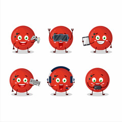 Bowling ball cartoon character are playing games with various cute emoticons