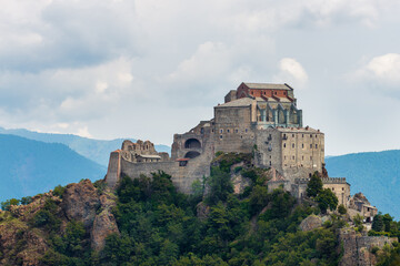 Obraz premium The Sacra di San Michele, beautiful abbey, Turin province, Piedmont symbol.