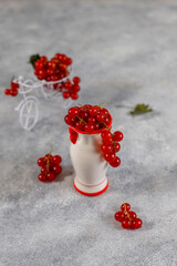 Homemade red currant trifles on a light background.