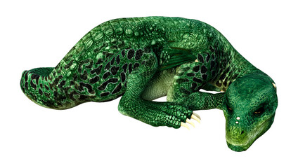 3D Rendering Fairy Tale Dragon on White