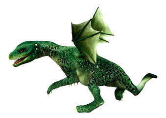 3D Rendering Fairy Tale Dragon on White