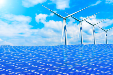 風力発電とソーラーパネル 再生可能エネルギー