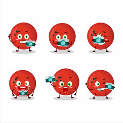 Photographer profession emoticon with bowling ball cartoon character