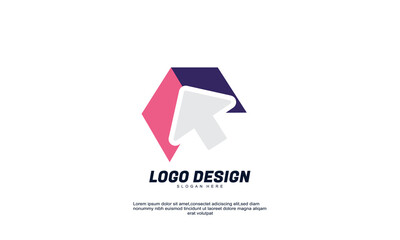 stock illustrator abstract creative idea arrow modern logo for company or business colorful with flat design template