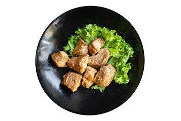 pork stewed meat garnish meal snack on the table copy space food background rustic. top view