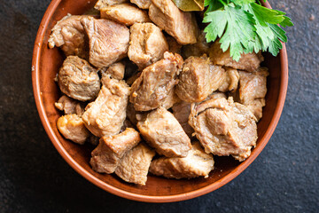 pork stewed meat garnish meal snack on the table copy space food background rustic. top view