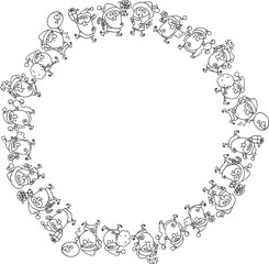 Vector illustration cartoon Santa Claus Merry Christmas card action series