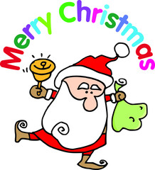 Vector illustration cartoon Santa Claus Merry Christmas card action series