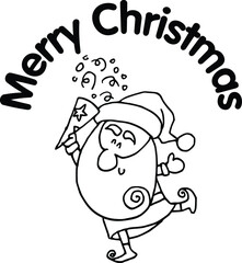 Vector illustration cartoon Santa Claus Merry Christmas card action series