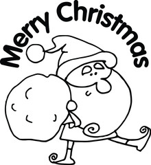 Vector illustration cartoon Santa Claus Merry Christmas card action series