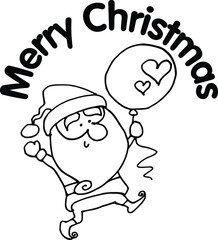 Vector illustration cartoon Santa Claus Merry Christmas card action series