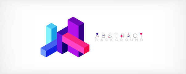 Abstract background. 3d cubes, cubic elements and blocks. Techno or business concept for wallpaper, banner, background, landing page