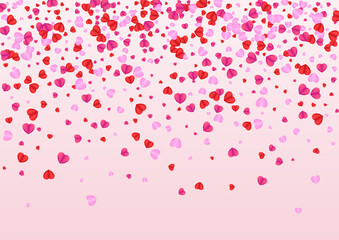 Violet Heart Background Pink Vector. Bright Illustration Confetti. Purple Romance Backdrop. Red Confetti Volume Frame. Lilac Drop Texture.