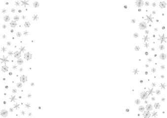 Silver Dot Background White Vector. Snow Magical Pattern. Luminous Confetti Luxury. Grey Drawn Texture.