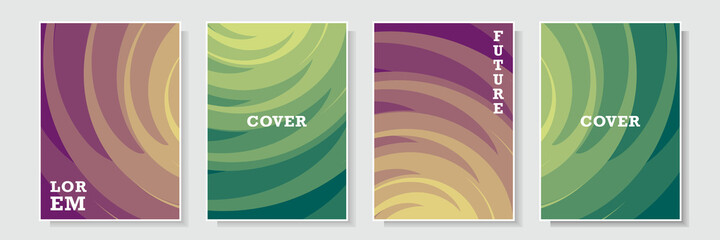 futuristic cover template colorful design with light effect spiral style, set collection background vector graphic