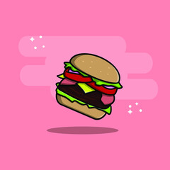 hamburgers cartoon Vector Icon Illustration. Science Technology Icon Concept Isolated Premium Vector. Flat Cartoon Style
