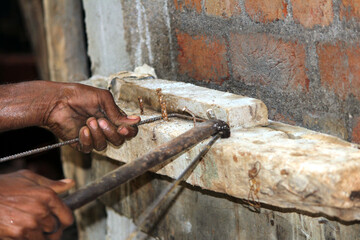 a worker doing work on construction site