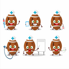 Doctor profession emoticon with new rugby ball cartoon character