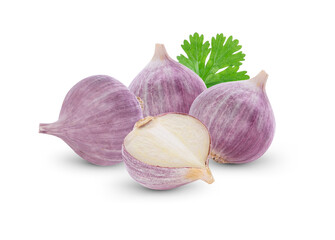  Garlic isolated on white background.
