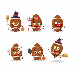 Halloween expression emoticons with cartoon character of new rugby ball