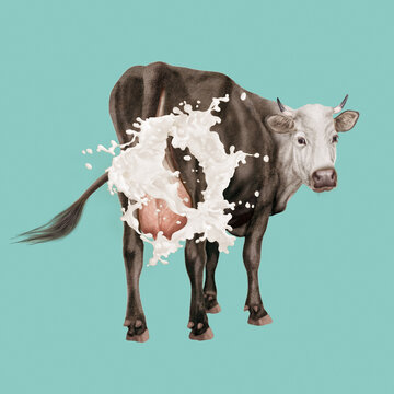 recommend clip art: vache laitière, du dos,  animal, plein de lait, explosion du lait, ventre, ferme, illustration, lait, bétail, trou dans du lait, giclé, mammifère, agriculture, nature, mollet, exploitation laitière, v