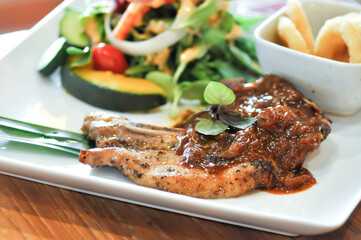 grilled pork , pork steak or pork chop