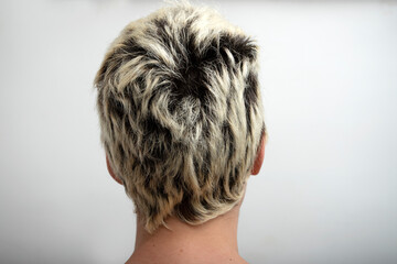 person's head from behind with short hair and bleached tips