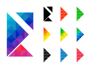 Set of colorful pyramid or triangle shape isolated on white background. Good for app, web, decoration, or project element. Vector illustration.