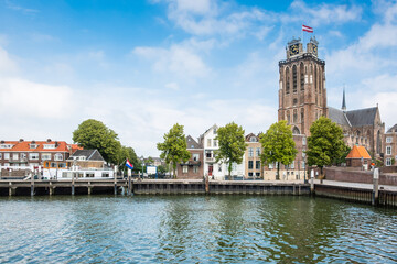 Naklejka premium Grote Kerk und Stadtansicht Dordrecht, Niederlande