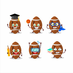 School student of new rugby ball cartoon character with various expressions