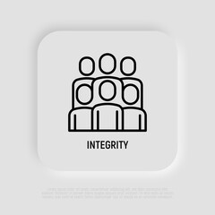 Integrity thin line icon: teamwork, social group. Modern vector illustration.