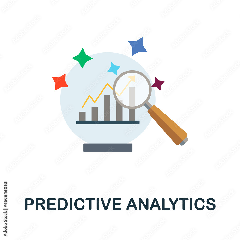 Poster predictive analytics flat icon. colored sign from customer management collection. creative predictiv