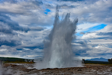 Geysir blowing on Iceland