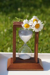 hourglass on table