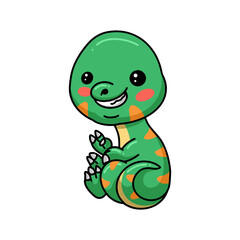 Cute little dinosaur cartoon sitting