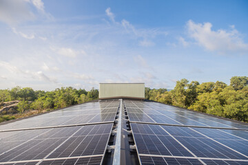 Solar panels on the roof to produce electricity from sunlight
