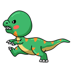 Cute angry little dinosaur cartoon walking
