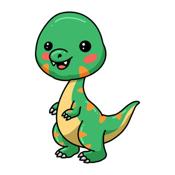 Cute little dinosaur cartoon standing