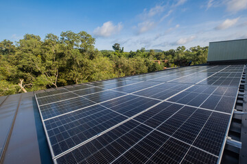 Solar panels on the roof to produce electricity from sunlight
