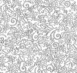 Hand-drawn background abstraction of monograms on a white background.
  For printing onto fabric or wrapping paper.