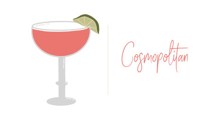 Cosmopolitan cocktail. Simple vector illustration.